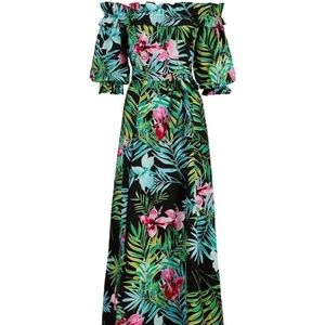 New York & Company Off the Shoulder Poplin Maxi Dress